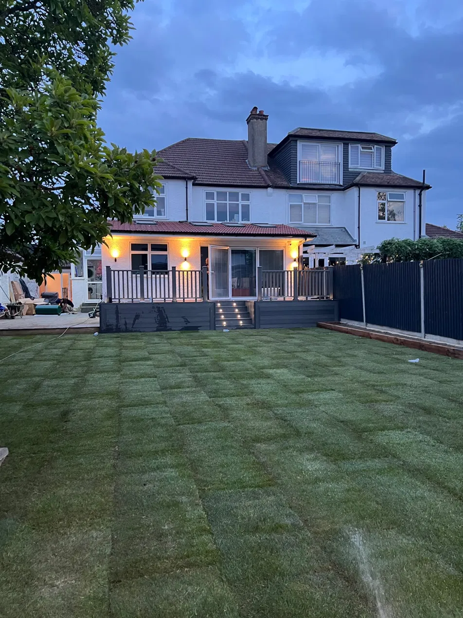 Completed Addiscombe rear extension, decking and landscaped garden